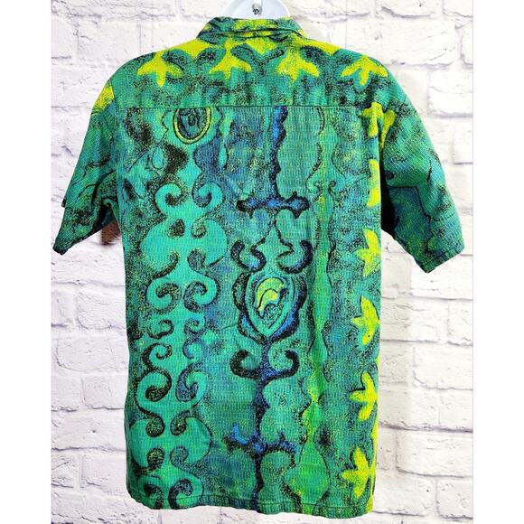 Vintage Sea Island Swimwear Barkcloth Button Up Top Small Lightweight Soft - Picture 3 of 4